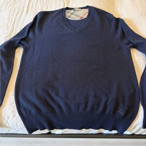 Burberry Navy V neck cashmere sweater